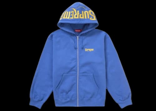 Supreme Mister Cartoon Zip Up Hooded Sweatshirt Washed Royal