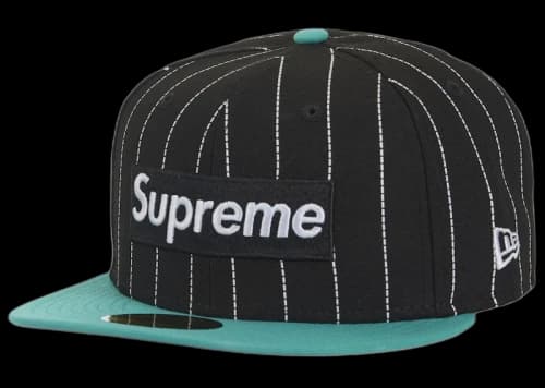 Supreme MLB Teams Box Logo New Era 59Fifty Cap Black Pinstripe