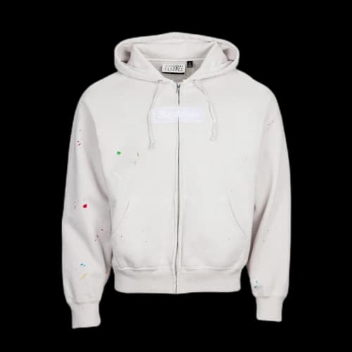 Supreme MM6 Maison Margiela Box Logo Zip Up Hooded Sweatshirt (Size XL) White