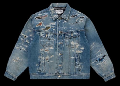 Supreme MM6 Maison Margiela Distressed Selvedge Denim Trucker Jacket Blue