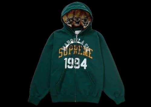 Supreme MM6 Maison Margiela Zip Up Hooded Sweatshirt Dark Green
