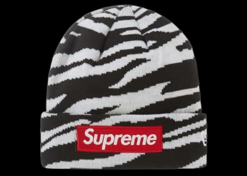 Supreme New Era Box Logo Beanie (FW22) Zebra