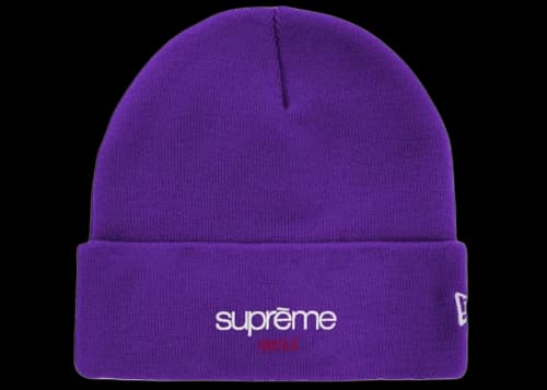 Supreme New Era Classic Logo Shop Beanie Purple