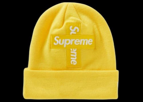Supreme New Era Cross Box Logo Beanie Lemon
