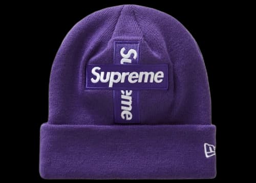 Supreme New Era Cross Box Logo Beanie Purple