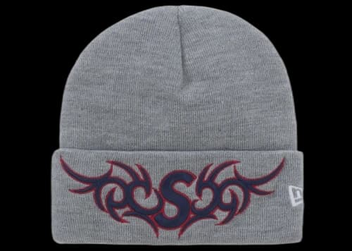 Supreme New Era Tribal S Logo Beanie Heather Grey