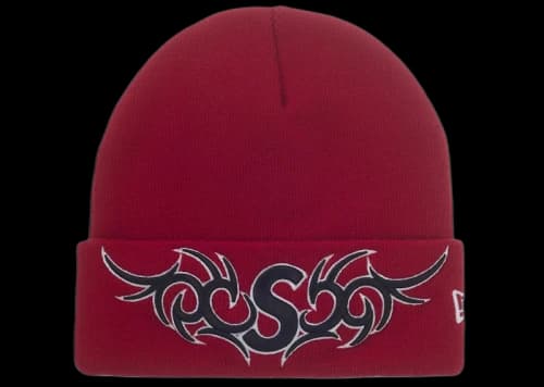 Supreme New Era Tribal S Logo Beanie Red