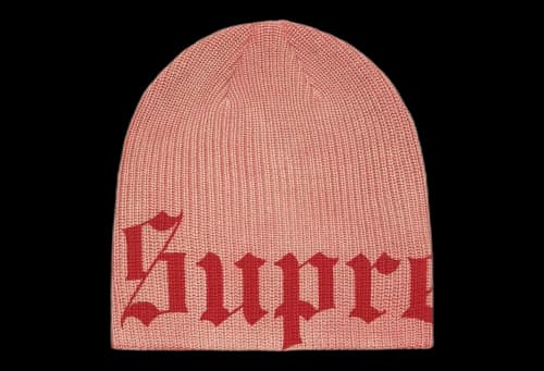 Supreme Old English Printed Beanie 'Pale Red' (SS25)