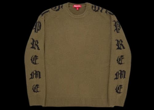 Supreme Old English Sleeves Sweater Olive