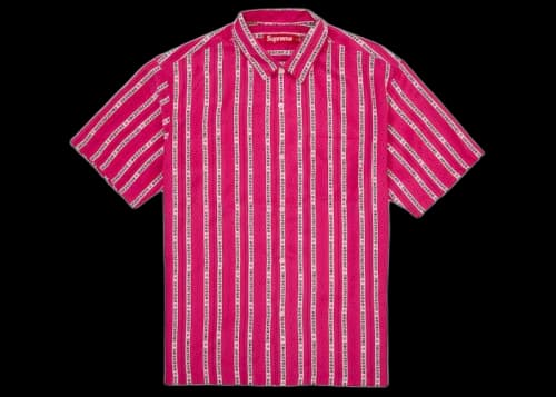 Supreme Old English Stripe Silk S/S Shirt Magenta