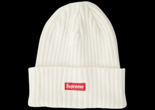 Supreme Overdyed Ribbed Beanie (SS18) Washed Ivory