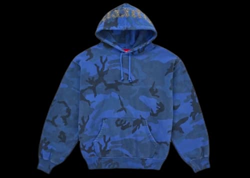 Supreme Overdyed Studded Hooded Sweatshirt Blue Camo
