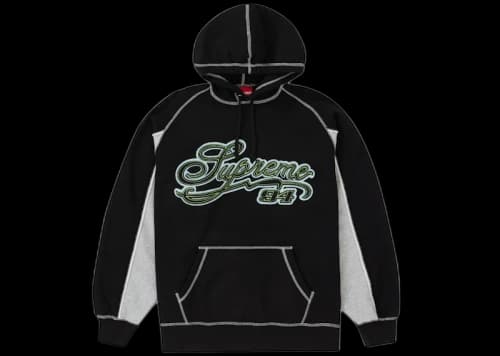 Supreme Paneled Script Hooded Sweatshirt Black