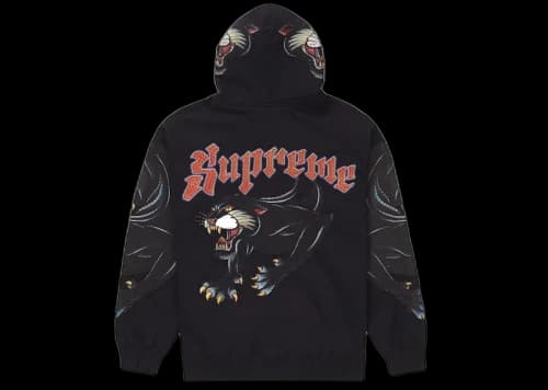 Supreme Panther Zip Up Hooded Sweatshirt Black