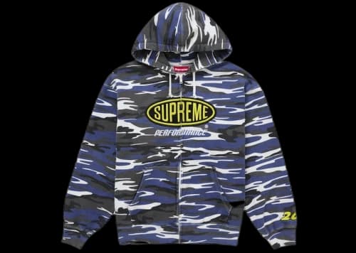 Supreme Performance Zip Up Hooded Sweatshirt Blue Camo