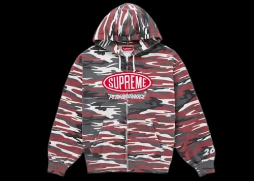 Supreme Performance Zip Up Hooded Sweatshirt Red Camo