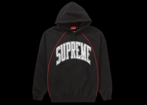 Supreme Boxy Piping Arc Hooded Sweatshirt Black