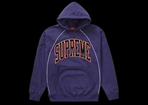 Supreme Boxy Piping Arc Hooded Sweatshirt Washed Navy