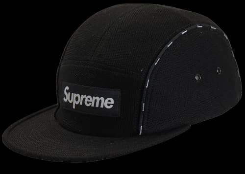 Supreme Pique Piping Camp Cap Black