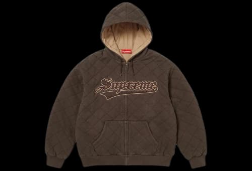 Supreme Quilted Zip Up Hooded Sweatshirt 'Dark Brown' (FW25)