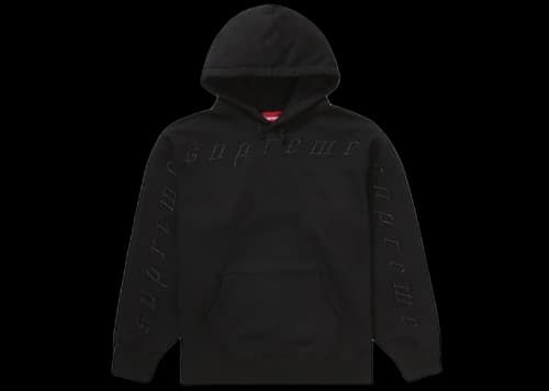 Supreme Raised Embroidery Hooded Sweatshirt Black