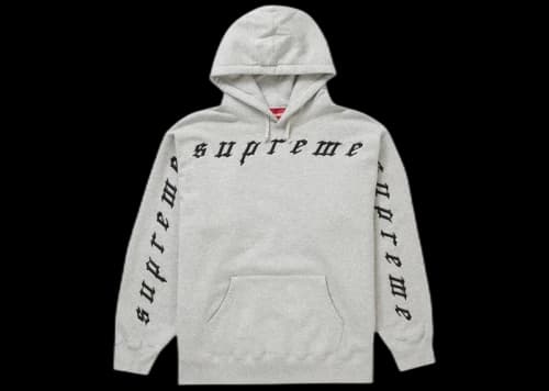Supreme Raised Embroidery Hooded Sweatshirt Heather Grey