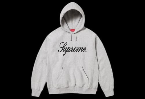 Supreme Raised Script Hooded Sweatshirt Heather Grey (FW23)
