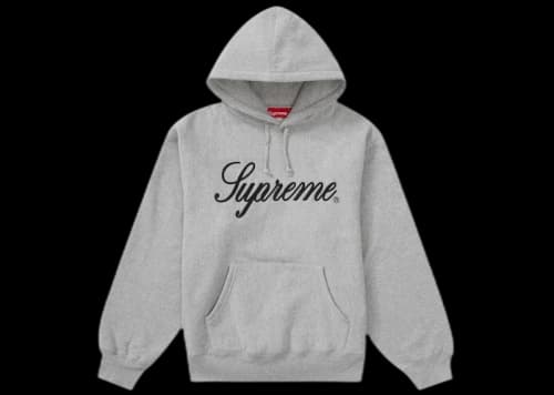 Supreme Raised Script Hooded Sweatshirt Heather Grey