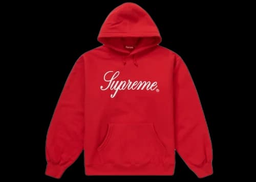 Supreme Raised Script Hooded Sweatshirt Red