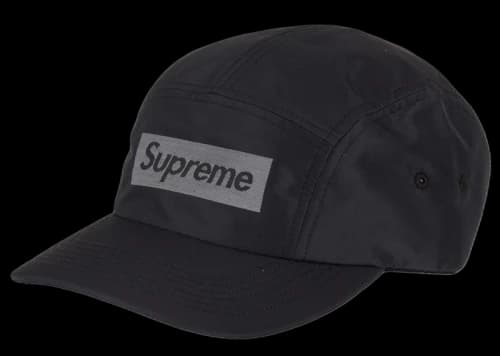 Supreme Reflective Jacquard Logo Camp Cap (FW22) Black