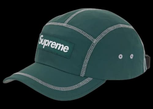 Supreme Reflective Stitch Camp Cap Dark Green