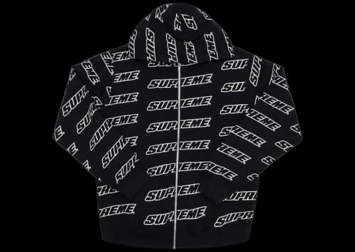 Supreme Repeat Zip Up Hooded Sweatshirt Black