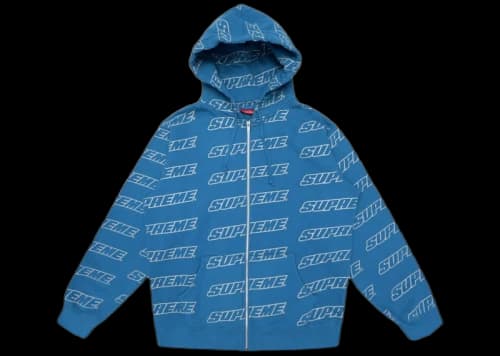 Supreme Repeat Zip Up Hooded Sweatshirt Dark Aqua