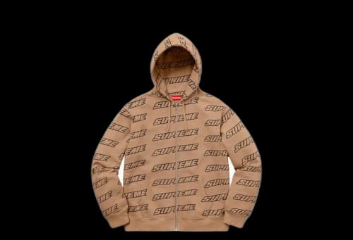 Supreme Repeat Zip Up Hooded Sweatshirt 'Khaki'