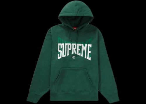 Supreme Rhinestone Shadow Hooded Sweatshirt Dark Green