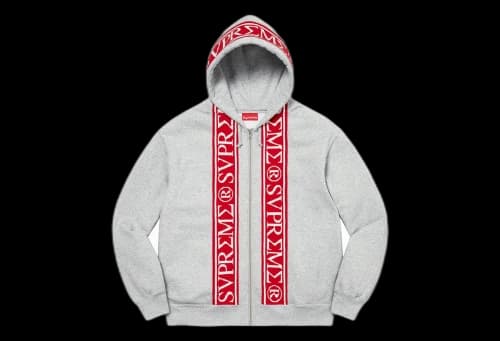 Supreme Roman Zip Up Hooded Sweatshirt Heather Grey (SS23)