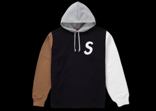 Supreme S Logo Colorblocked Hooded Sweatshirt Black