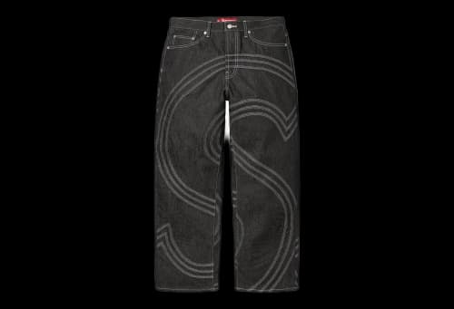 Supreme S Logo Rigid Baggy Jean 'Rigid Black' (SS25)