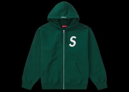 Supreme S Logo Zip Up Hooded Sweatshirt Dark Green