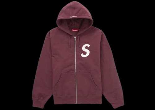 Supreme S Logo Zip Up Hooded Sweatshirt (FW24) Maroon