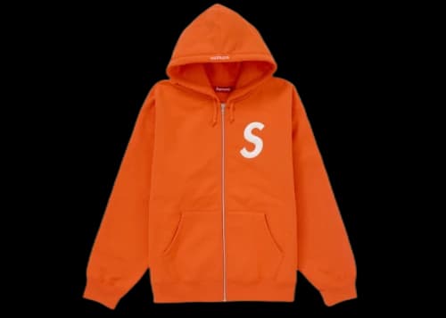 Supreme S Logo Zip Up Hooded Sweatshirt (FW24) Bright Orange
