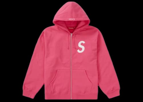 Supreme S Logo Zip Up Hooded Sweatshirt Magenta