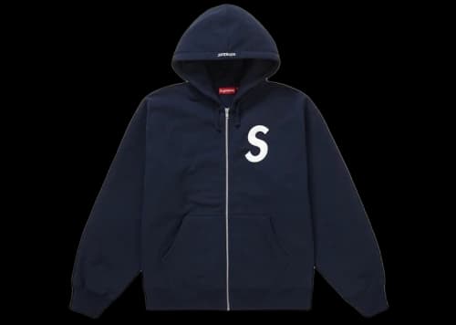 Supreme S Logo Zip Up Hooded Sweatshirt Navy