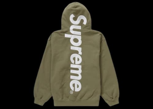 Supreme Satin Appliqué Hooded Sweatshirt (FW23) Light Olive