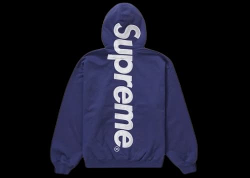 Supreme Satin Appliqué Hooded Sweatshirt (FW23) Washed Navy