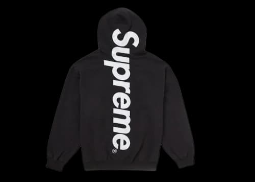 Supreme Satin Applique Hooded Sweatshirt FW24 Black