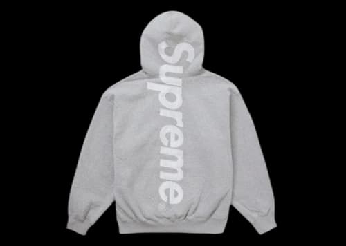 Supreme Satin Applique Hooded Sweatshirt FW24 Heather Grey