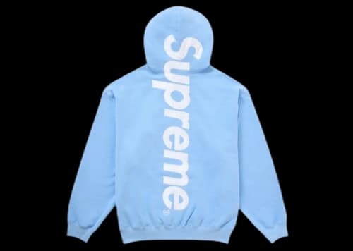Supreme Satin Applique Hooded Sweatshirt FW24 Light Blue