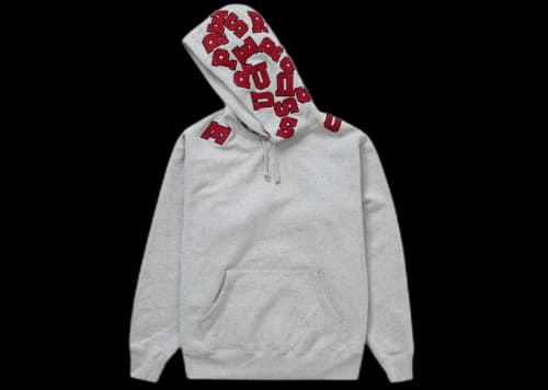 Supreme Scattered Appliqué Hooded Sweatshirt Heather Grey