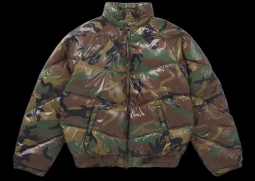 Supreme Schott Glossy Lightweight Down Puffer Jacket Woodland Camo